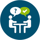 Icon Consultation illustrating the Bioinformatics consultation services Icon Consultation illustrating the Bioinformatics consultation services